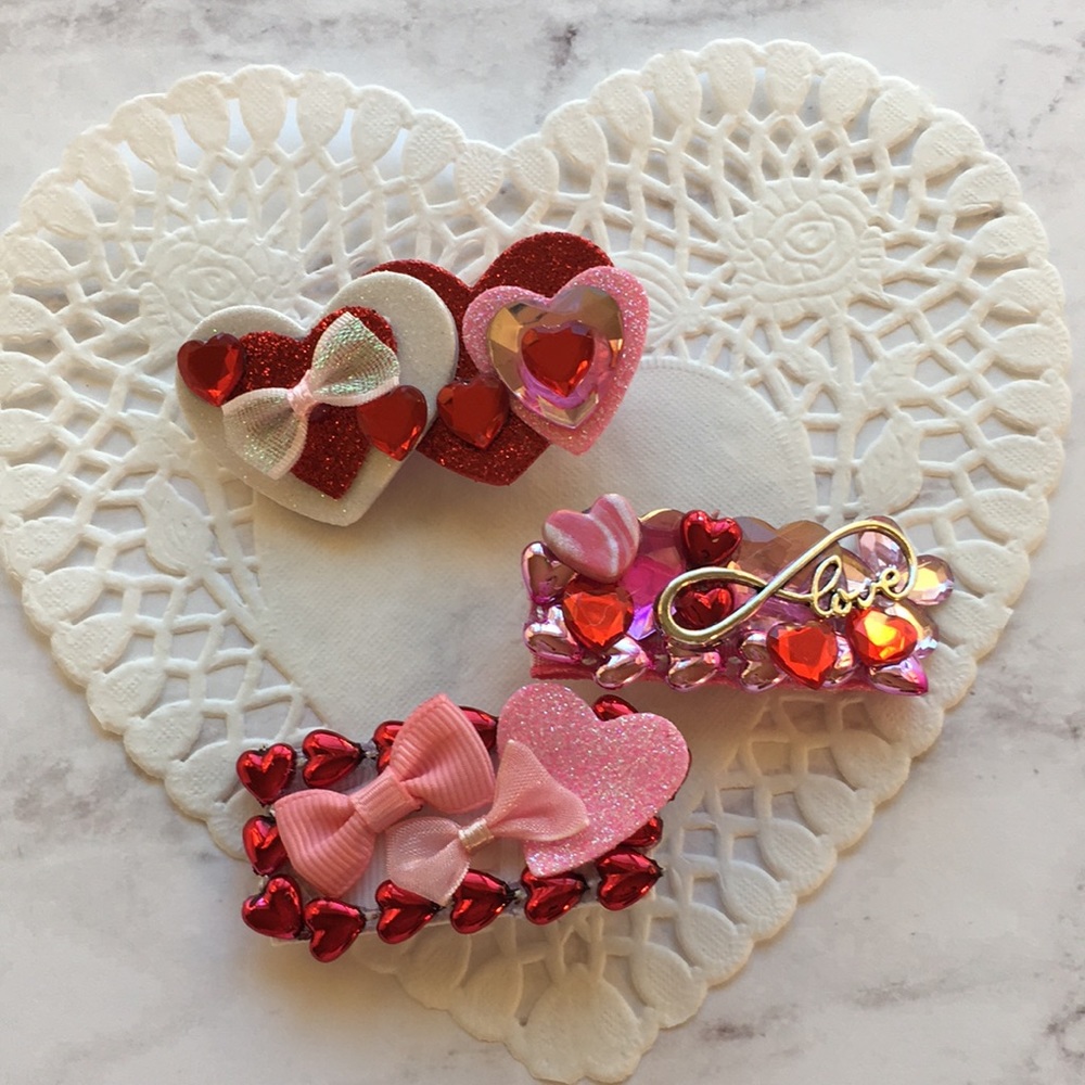 New 3 Bow Sweetheart Red & Pink Bundle for Dogs, Girls, Babies & Kawaii Girls🎀